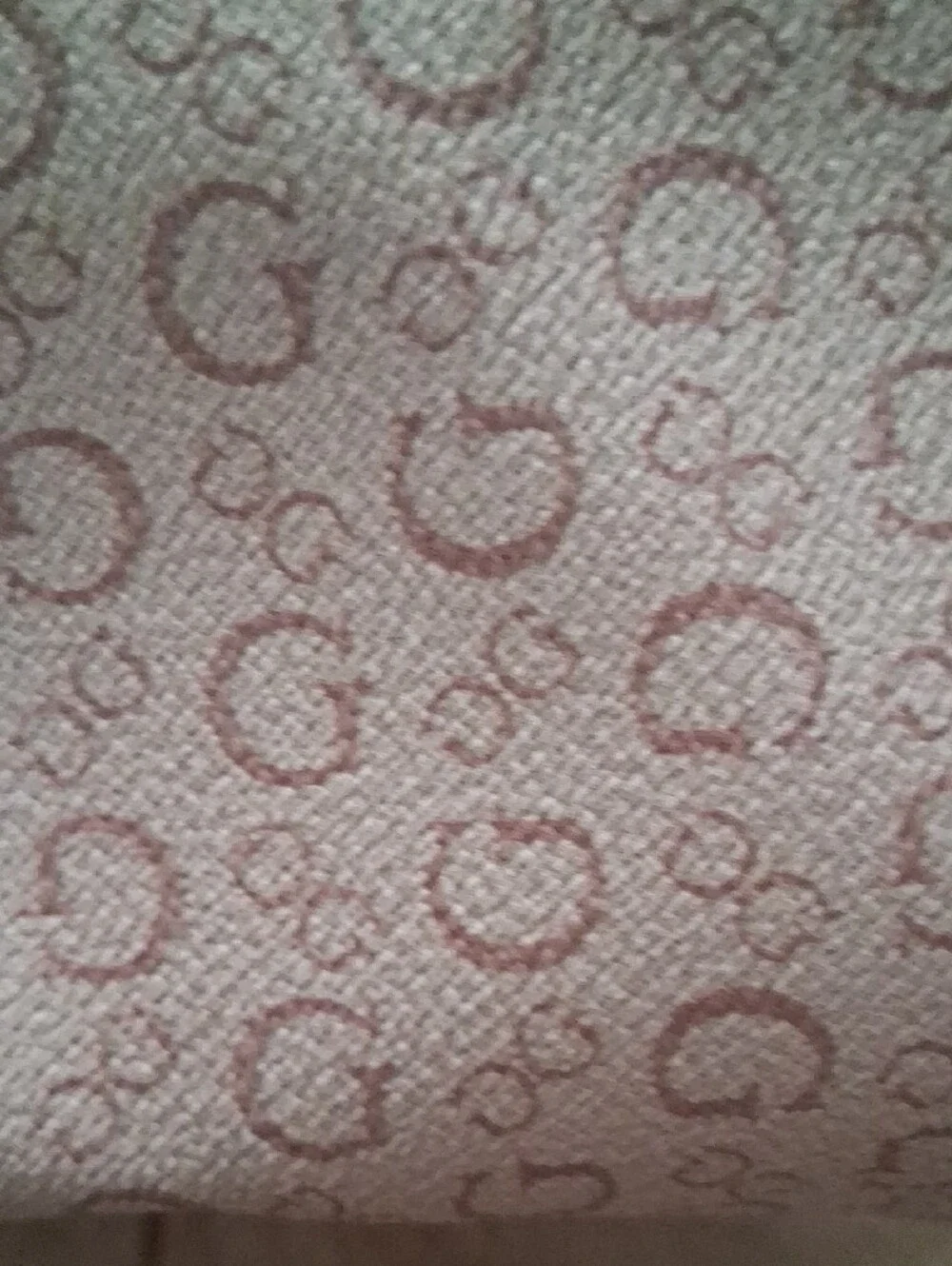 GUESS Blush Pink Monogram Cosmetic Pouch Sturdy canvas logo hold a lot travel